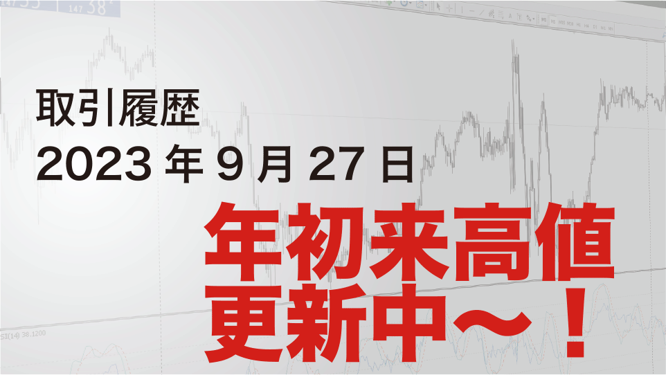 2023年9月27日 ドル円（USD/JPY）5分足チャート-年初来高値更新中〜！