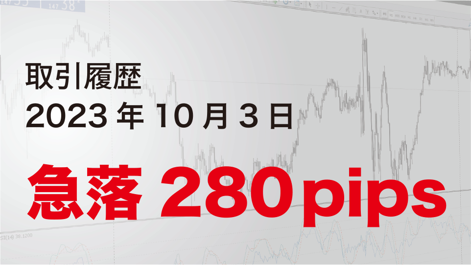 2023年10月2日 ドル円（USD/JPY）5分足チャート-急落280pips