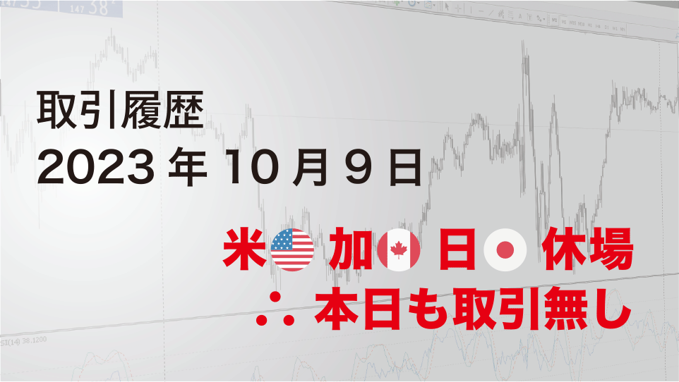 2023年10月9日 ドル円（USD/JPY）5分足チャート-米加日休場故に本日も取引無し