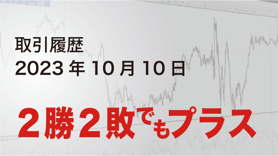 2023年10月10日 ドル円（USD/JPY）5分足チャート-2勝2敗でもプラス